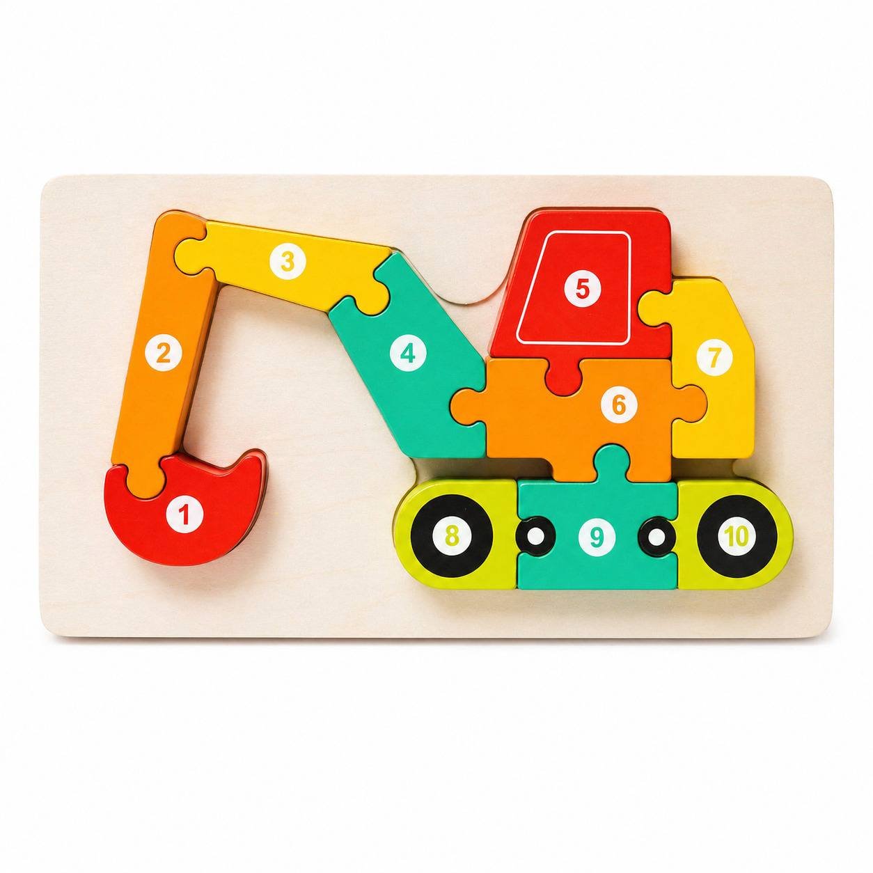 Excavator 10-Piece Wooden Number Puzzle