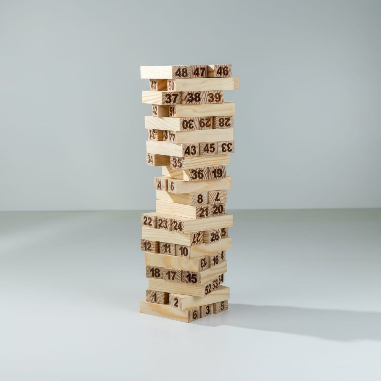 54 Pcs Natural Wooden Numbered Stacking Tower