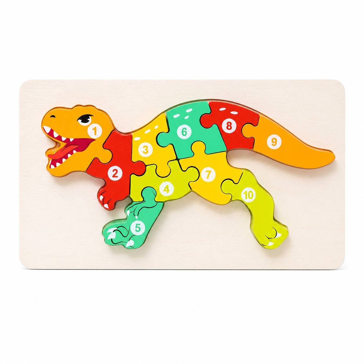 T-Rex Dinosaur 10-Piece Wooden Number Puzzle