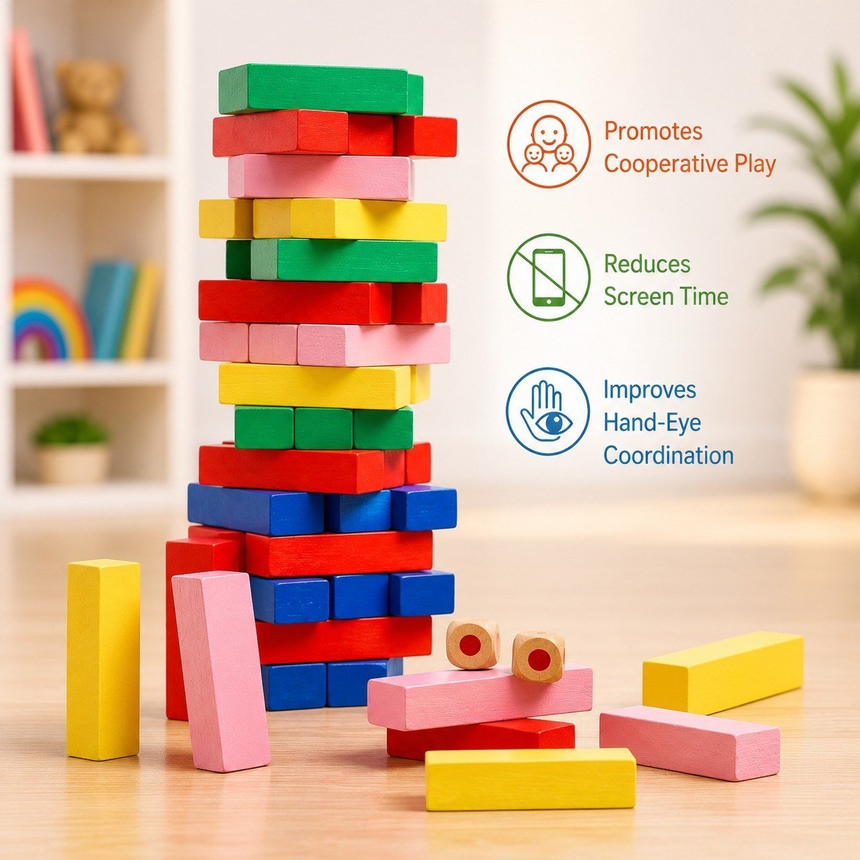 54-Piece Colour Wooden Stacking Tower