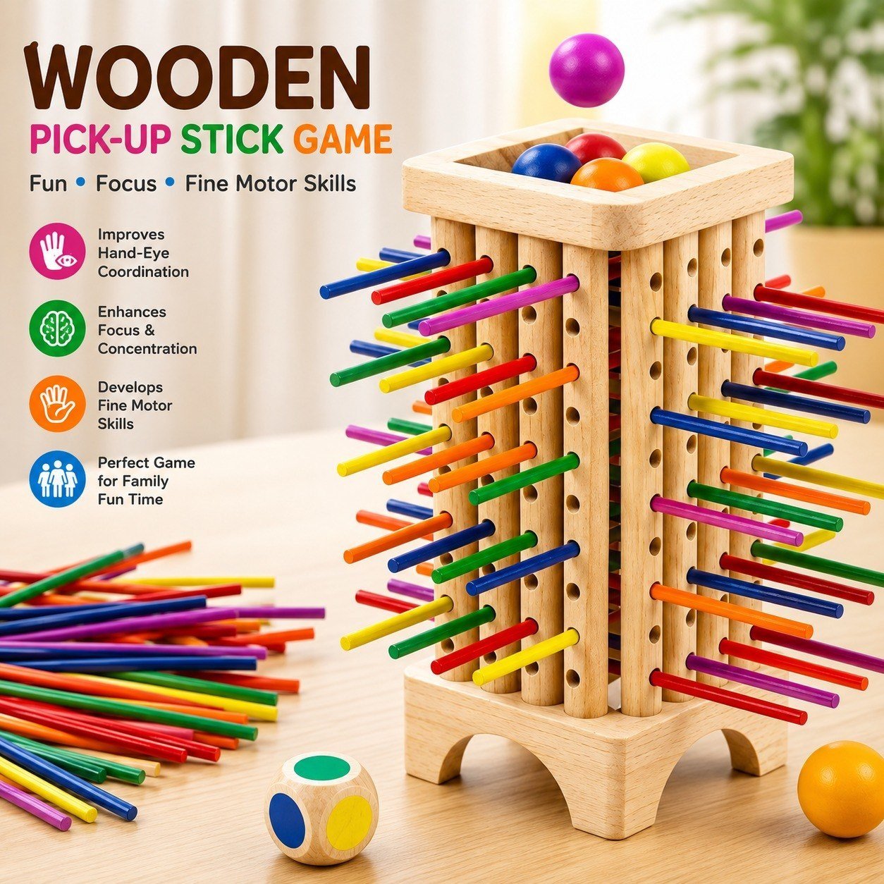 Plastic Colour Wooden Sticks Pull-Out Game