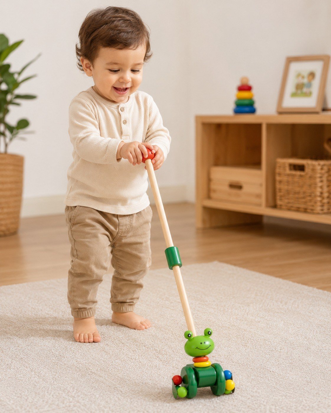 Little Roots Happy Frog Push-Along Toy